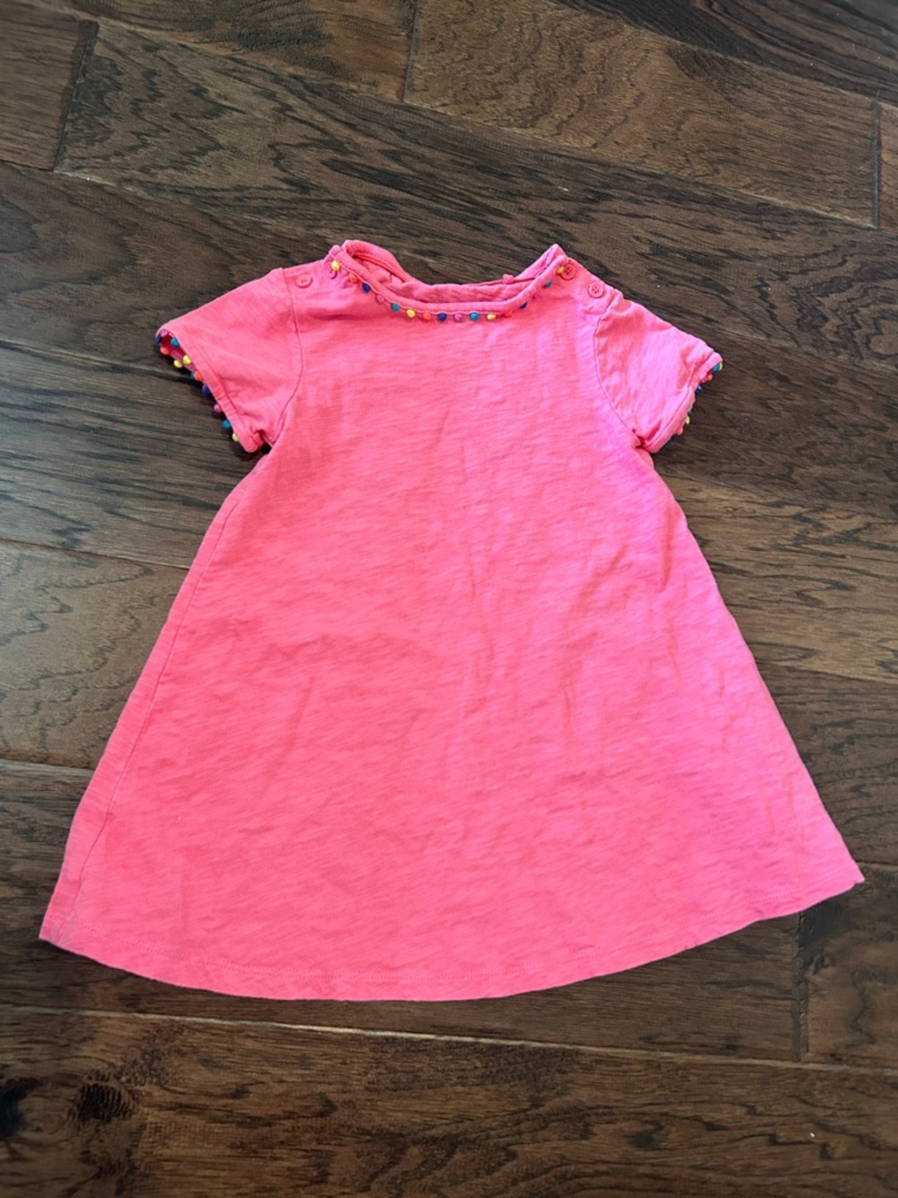 Boden Girls Pink Short Sleeve Dress with Colorful Trim